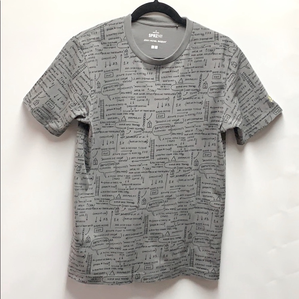 UNIQLO SPRZ NY Jean-Michel Basque Science Graphics Mens Size S Cotton Grey Tee